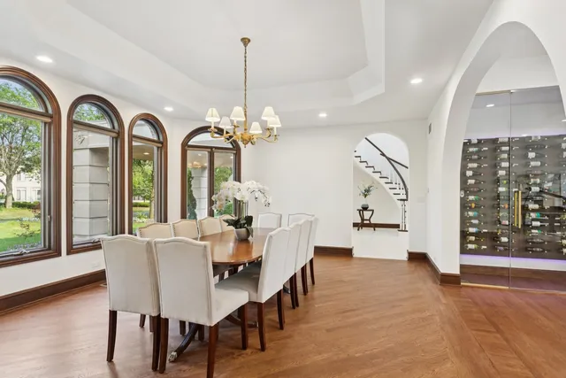 a view of kitchen with cabinets and wooden floor