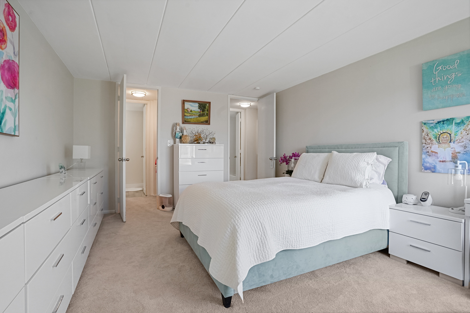 16 East Old Willow Road, Unit 223S Prospect Heights, IL 60070 - Photo 9 of 27 a spacious bedroom with a bed and a cabinets