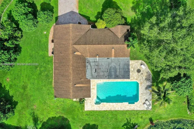 an aerial view of a house