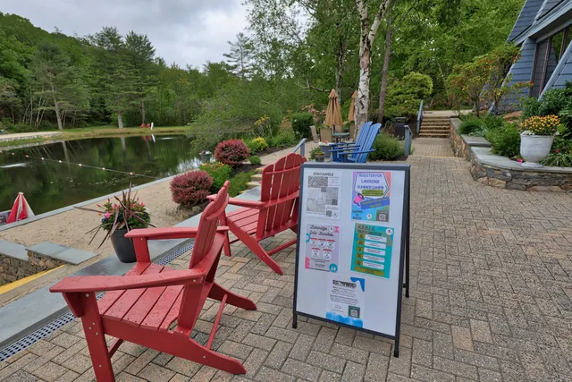 a view of a house with backyard and trees