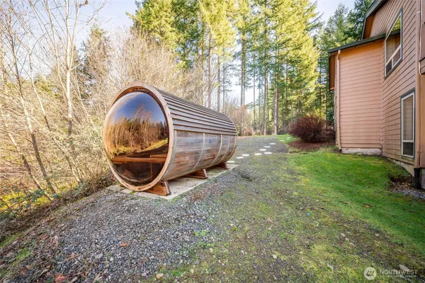 a view of road and trees