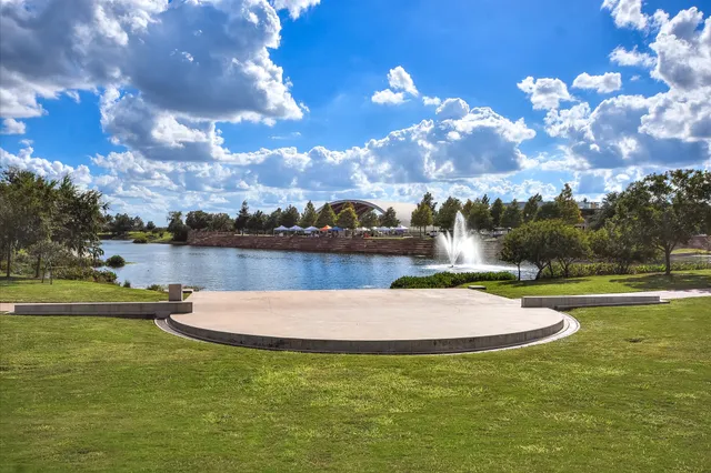 a view of a park with trees