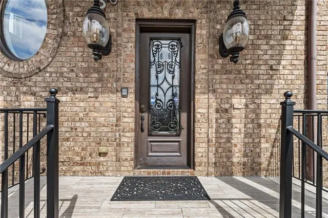 front view of a building with a yard