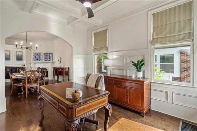 a view of a dining room and livingroom view
