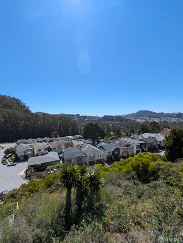 a view of a city and mountain view