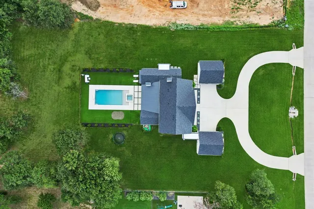 an aerial view of a house