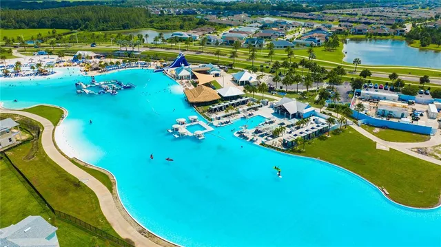 a view of a garden with a slide