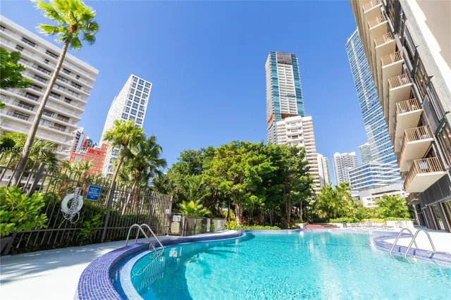 a view of a swimming pool with a patio