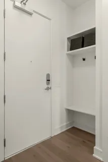 a view of an empty walk in closet