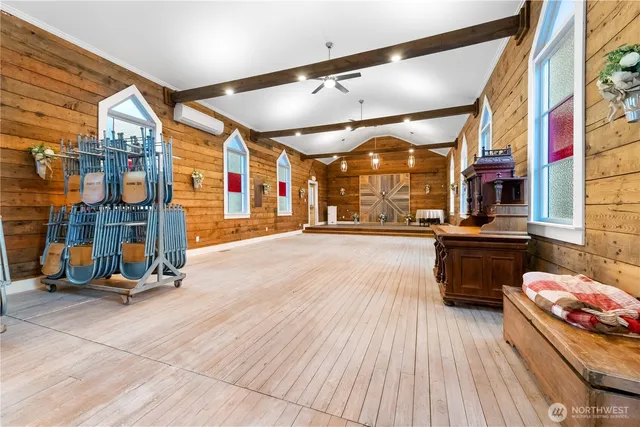 a view of an indoor swimming pool