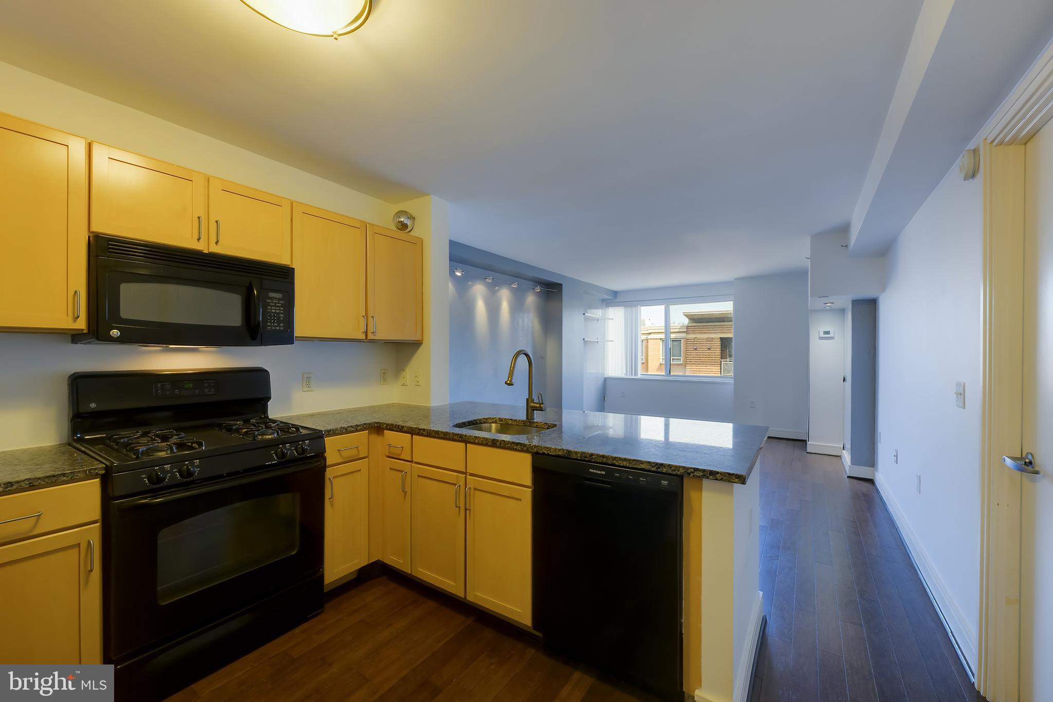 800 4th Street Southwest, Unit N518 Washington, DC 20024 - Photo 3 of 26 a kitchen with a sink a stove and cabinets