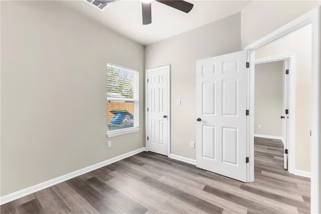 an empty room with windows