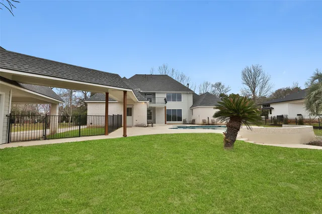a view of a lake from a yard
