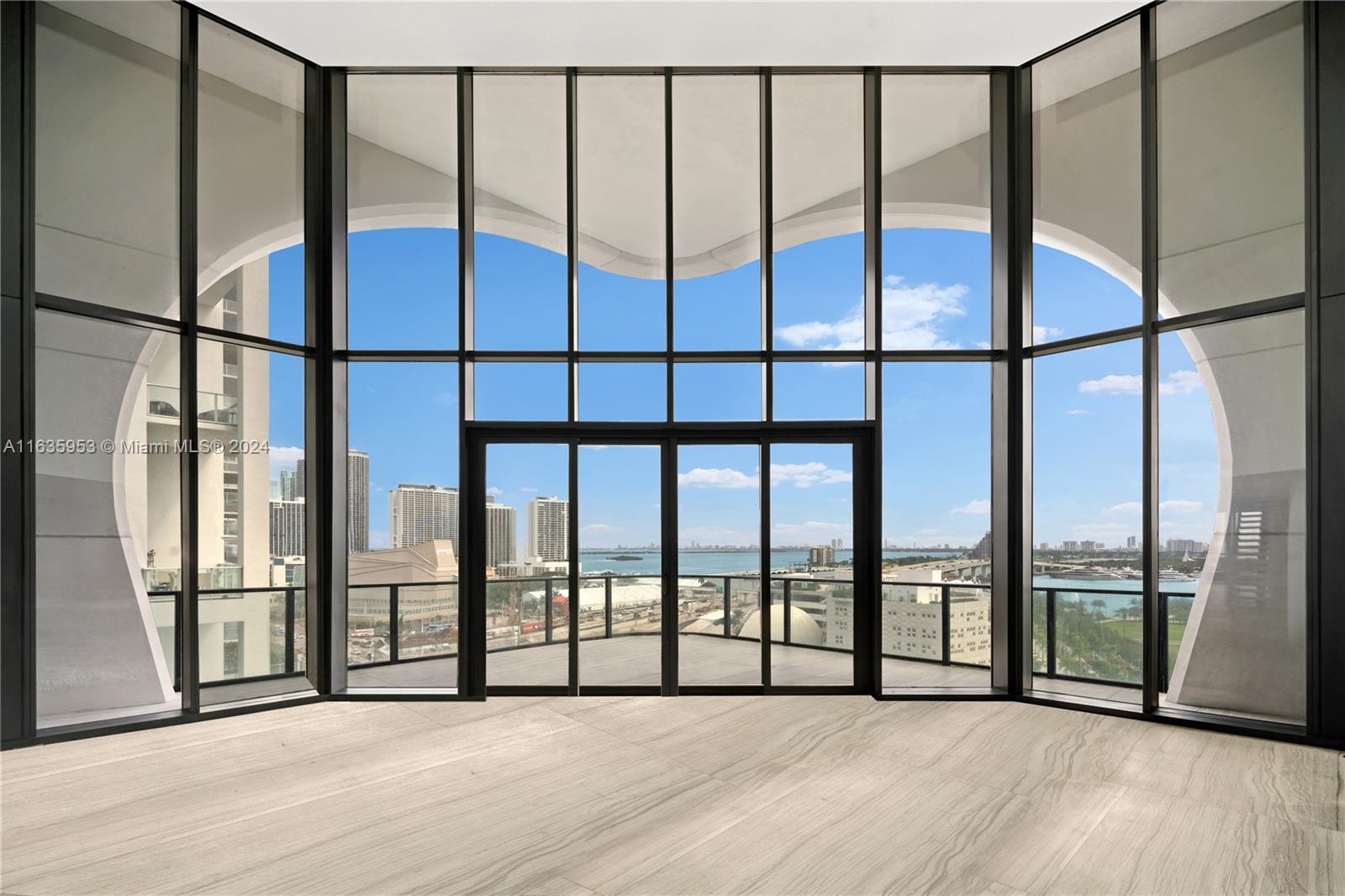 a view of staircase with large window