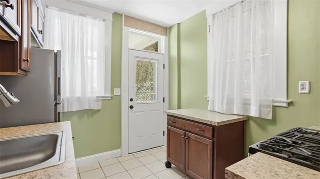 a room with window and washer