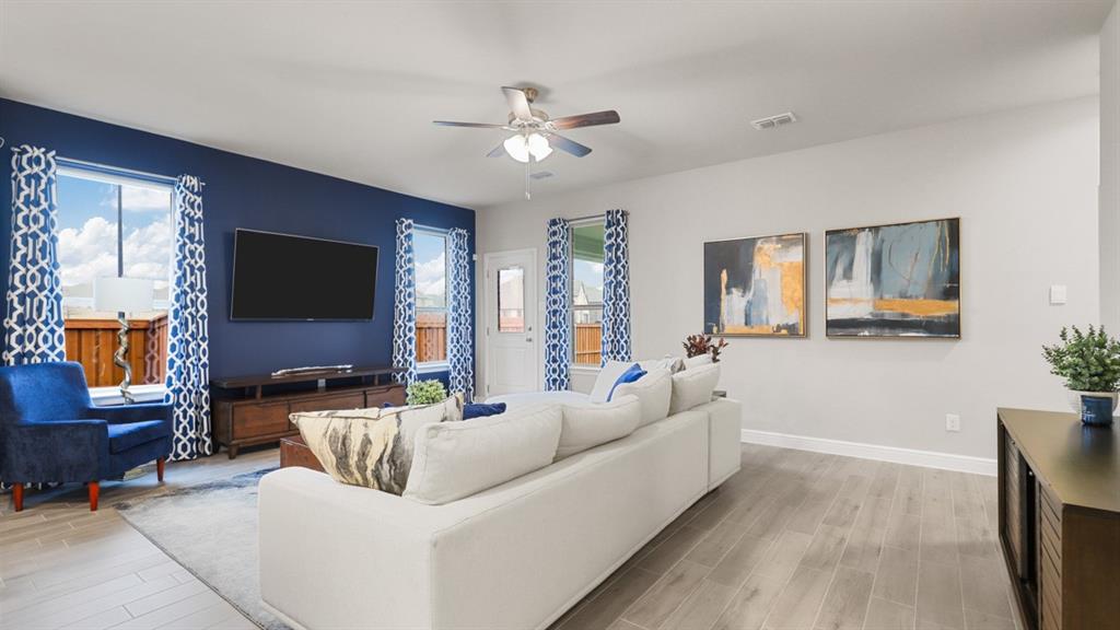 227 Windmill Drive Rhome, TX 76078 - Photo 10 of 34 a living room with furniture and a flat screen tv