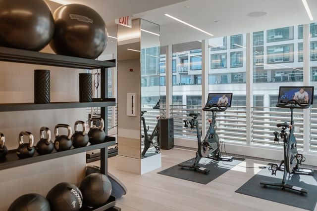 a view of a room with gym equipment