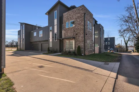 a brick building with a large windows