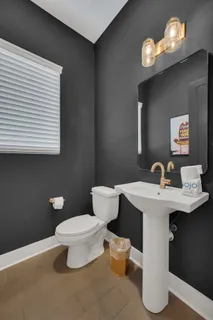 a bathroom with a toilet a sink and a mirror