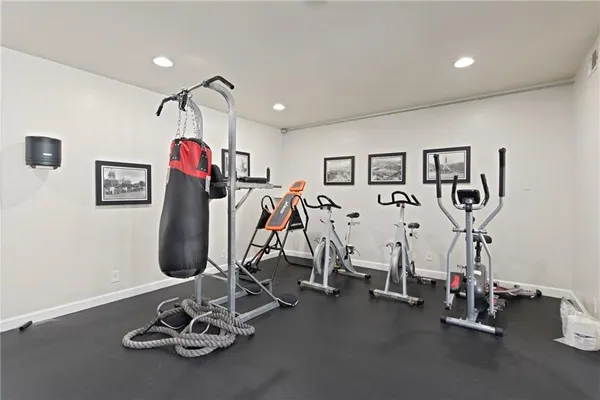 a view of a room with gym equipment