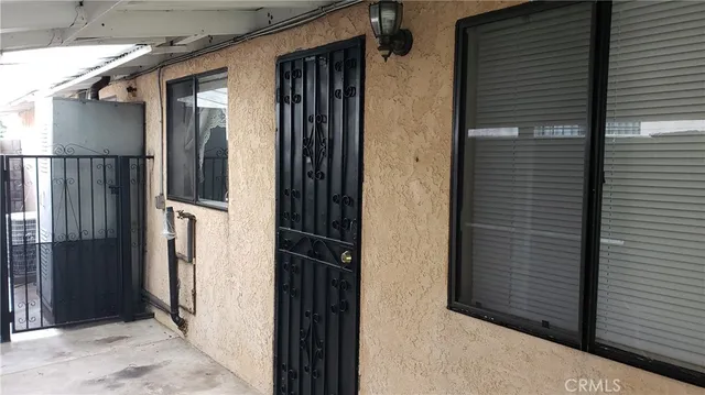 a view of a wooden door
