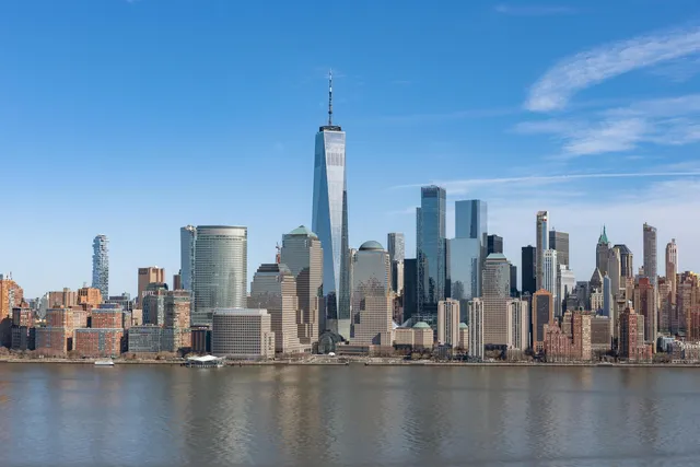 a view of a city with water view