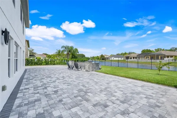 a view of a golf course with a big yard