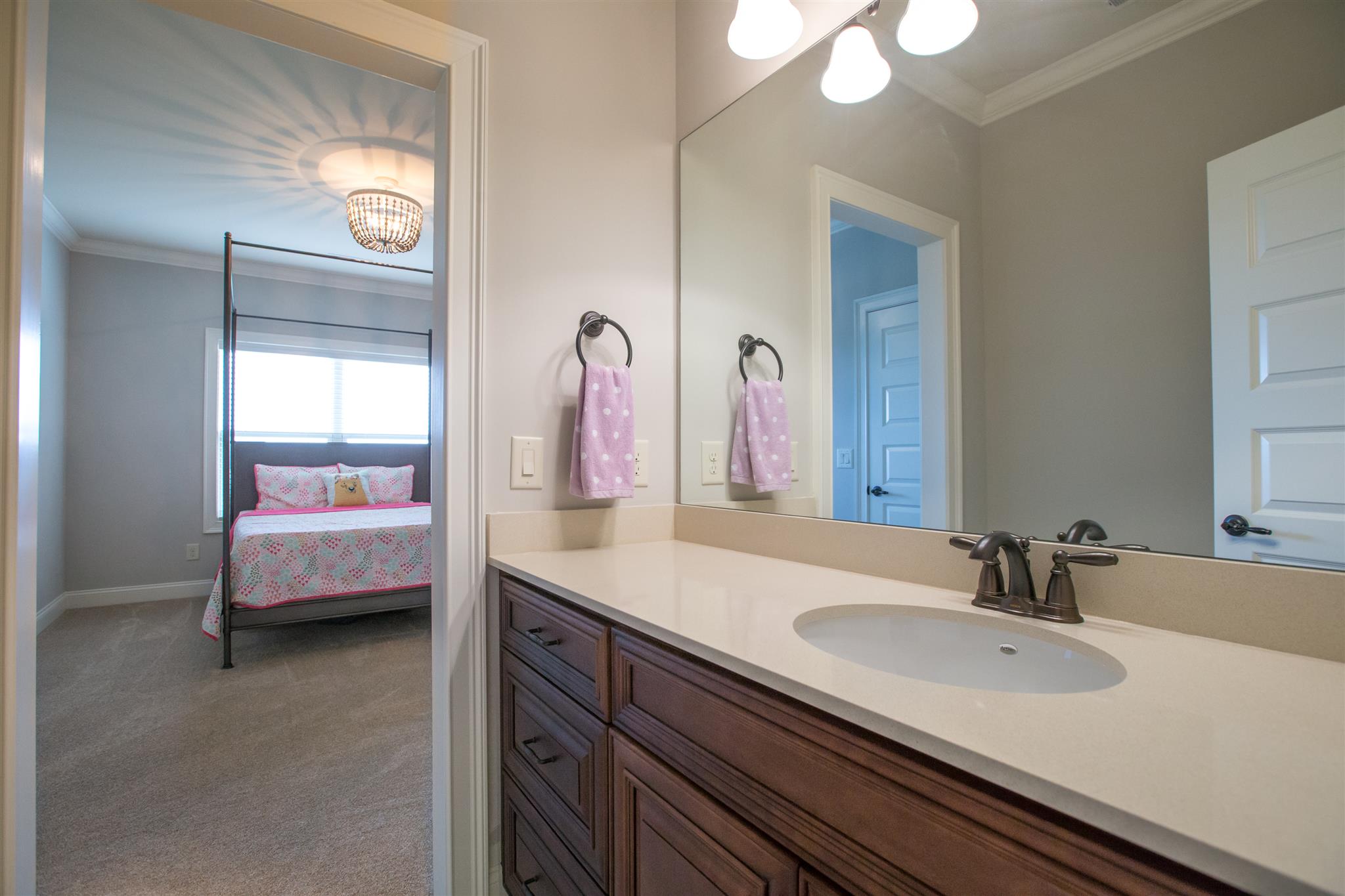 100 Truman Road West Franklin, TN 37064 - Photo 18 of 24 a en suite bathroom with a granite countertop sink a toilet and a mirror