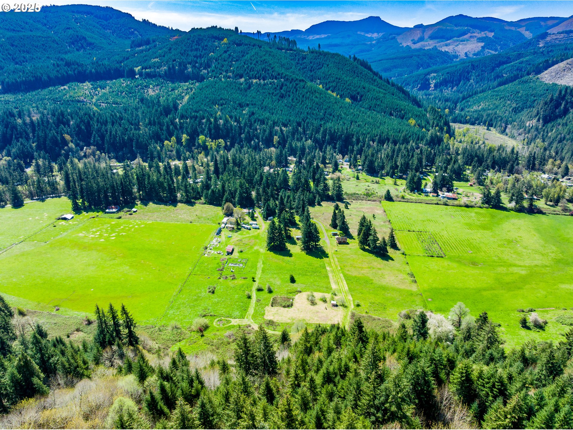 38305 Lower Brice Creek Road Dorena, OR 97434 - Photo 35 of 40 a view of a lush green hillside and a houses