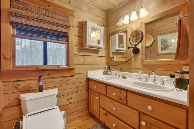 a bedroom with furniture