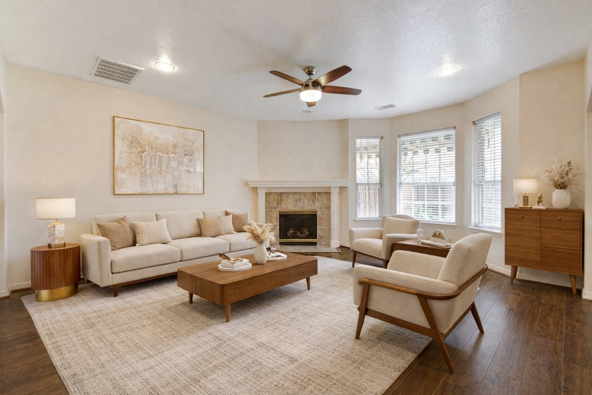 7611 South Linpar Court Houston, TX 77040 - Photo 11 of 49 a living room with furniture and a fireplace
