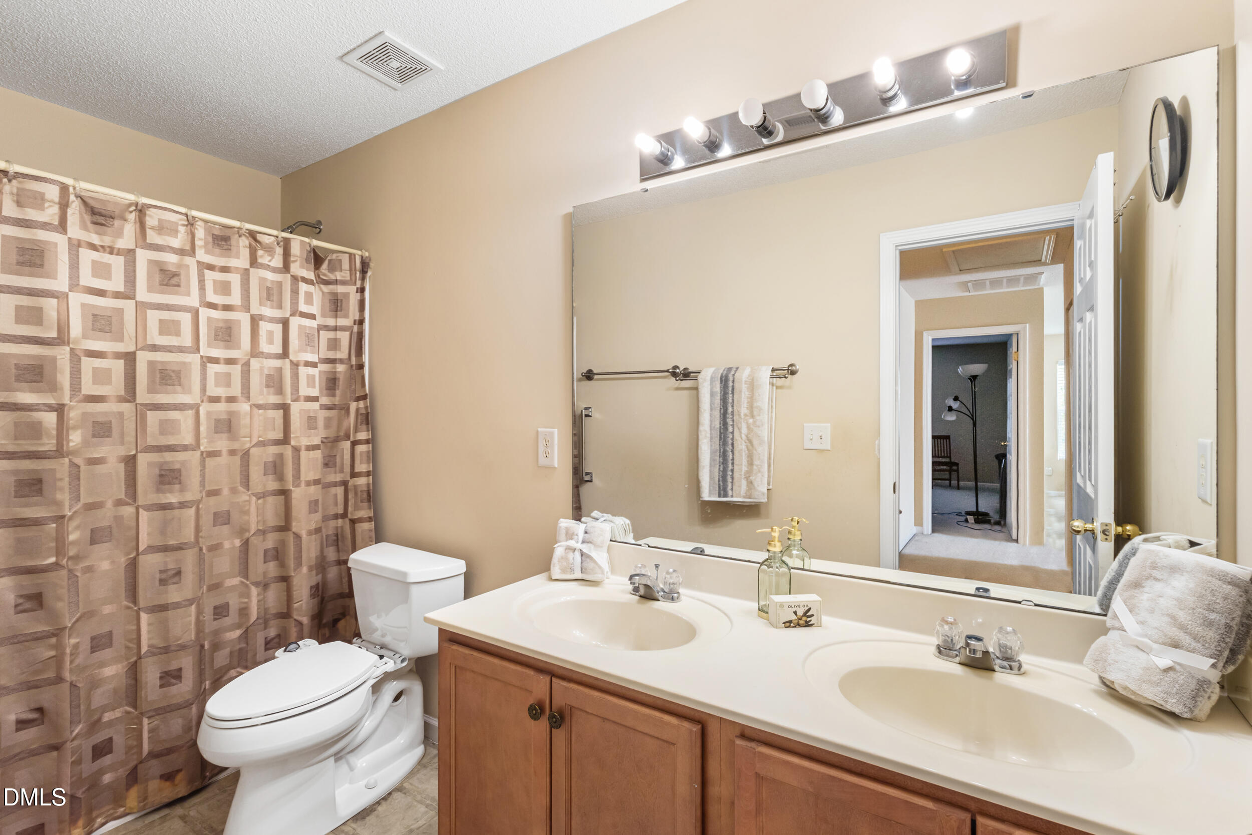 3748 Charleston Park Drive Raleigh, NC 27604 - Photo 19 of 34 a bathroom with a sink vanity mirror and toilet