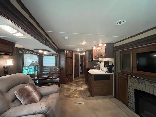 a living room with furniture