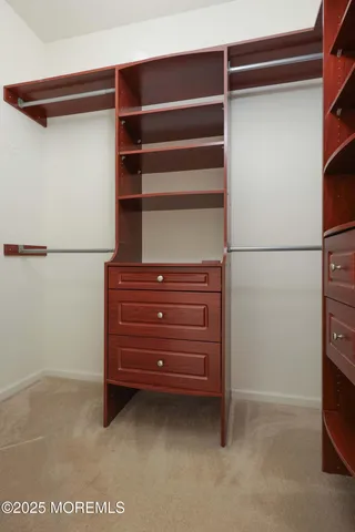 a close up view of closet
