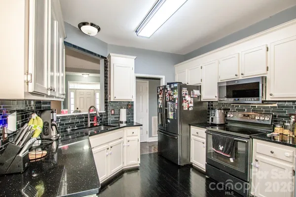 a room with storage and a window