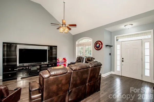 a view of small space with wooden floor