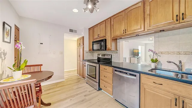 a living room with furniture
