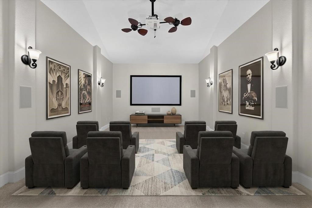 861 Hayden Road Lantana, TX 76226 - Photo 20 of 40 Designed for entertaining, the home offers a large game room with wet bar and a private media room. This photo has been virtually staged