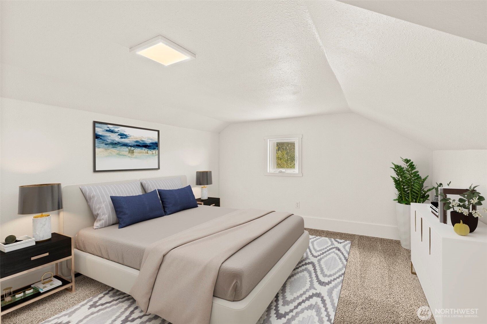409 South 30th Street Tacoma, WA 98402 - Photo 33 of 37 a bedroom with bed and a potted plant