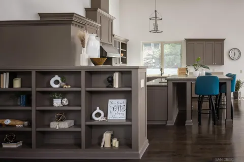a view of cabinets and wooden floor