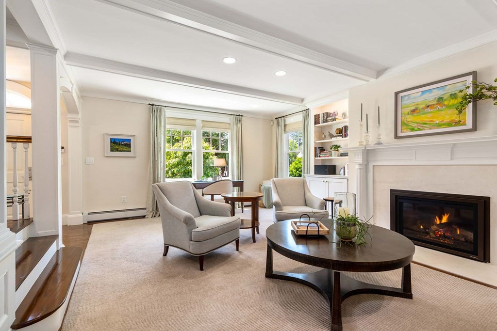 29 Royce Road Newton, MA 02459 - Photo 6 of 38 a living room with furniture and a fireplace
