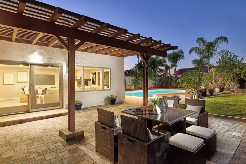 a view of an outdoor space with seating