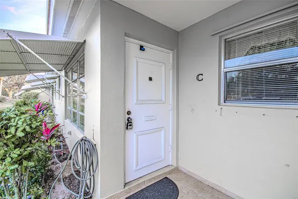 a view of a door and an outdoor space