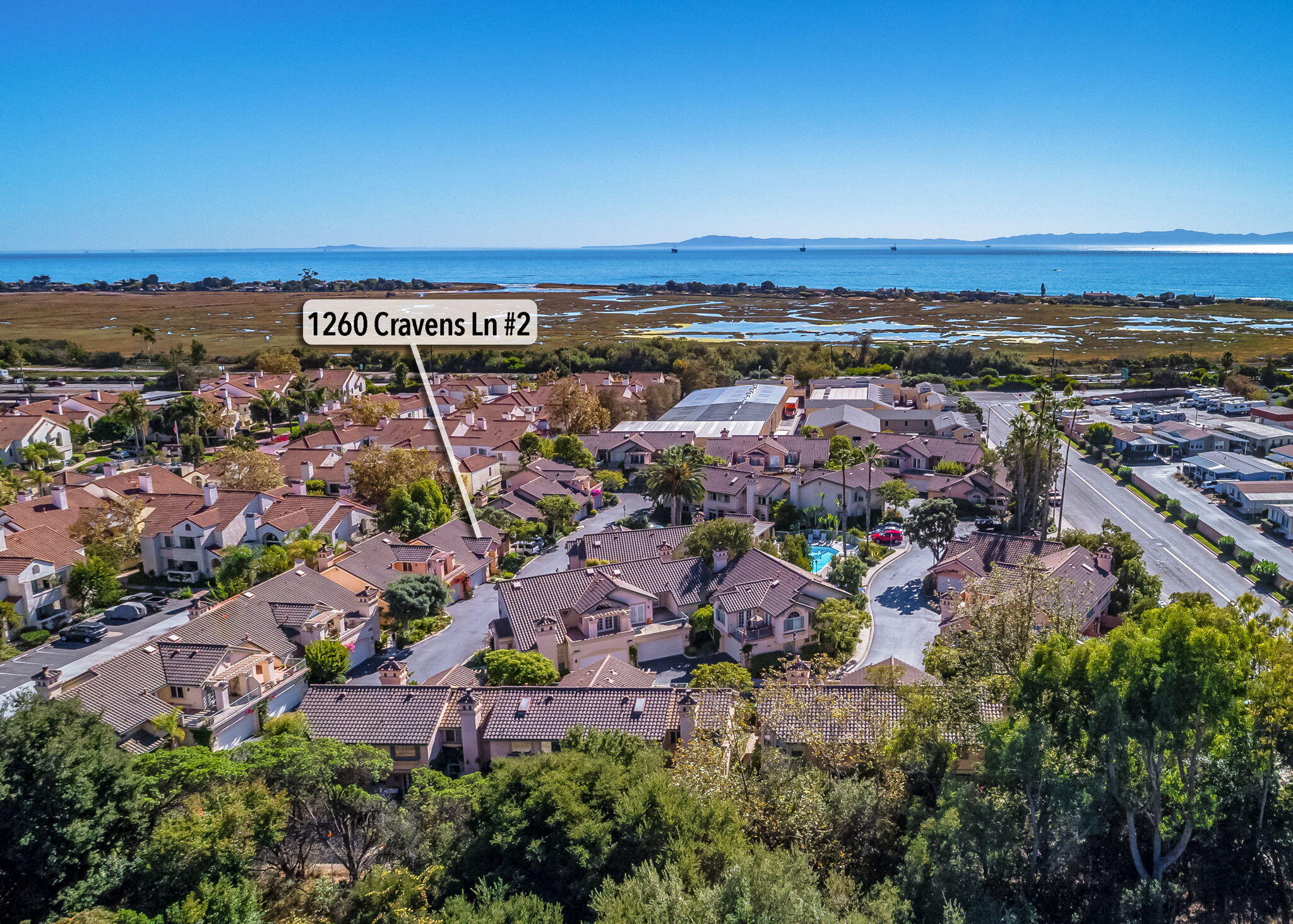 1260 Cravens Lane, Unit 2 Carpinteria, CA 93013 - Photo 23 of 23 an aerial view of residential building and ocean