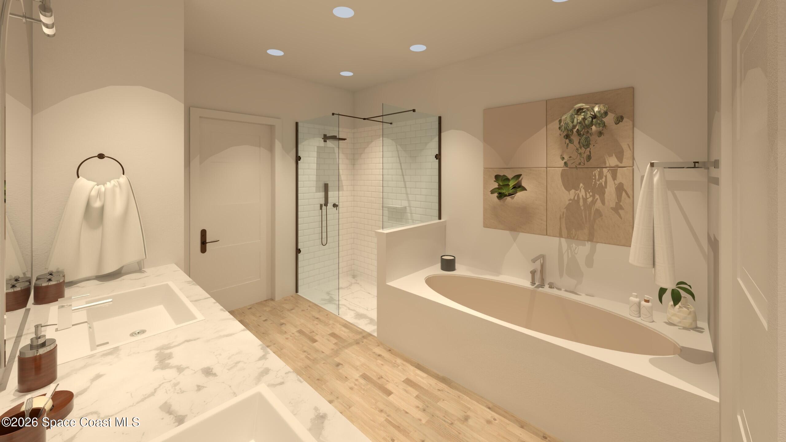 1850 Viburnum Road Northwest Palm Bay, FL 32907 - Photo 13 of 15 a spacious bathroom with a tub shower and sink