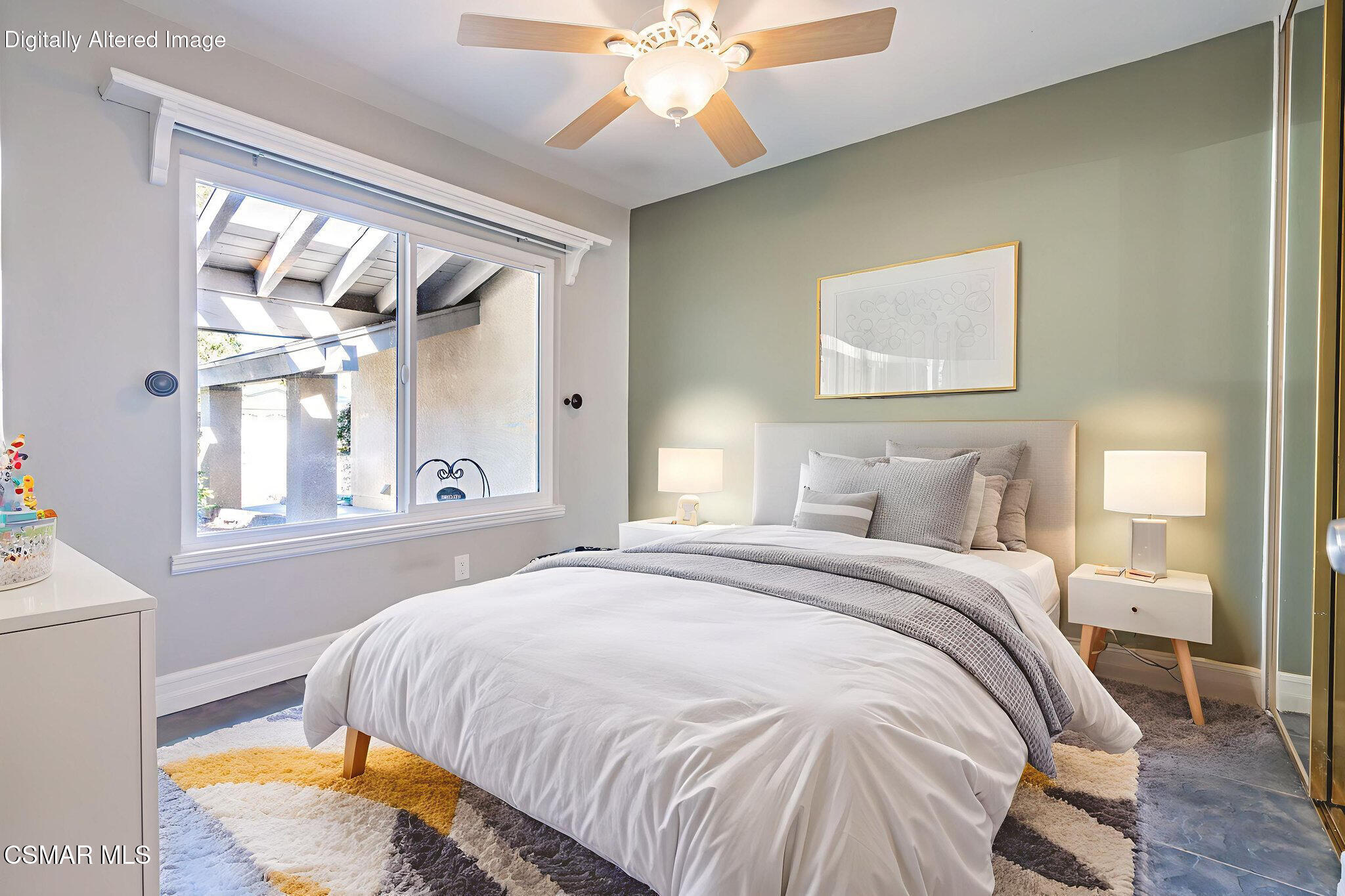 3648 Woodhaven Street Simi Valley, CA 93063 - Photo 20 of 30 a bedroom with a bed and a chandelier