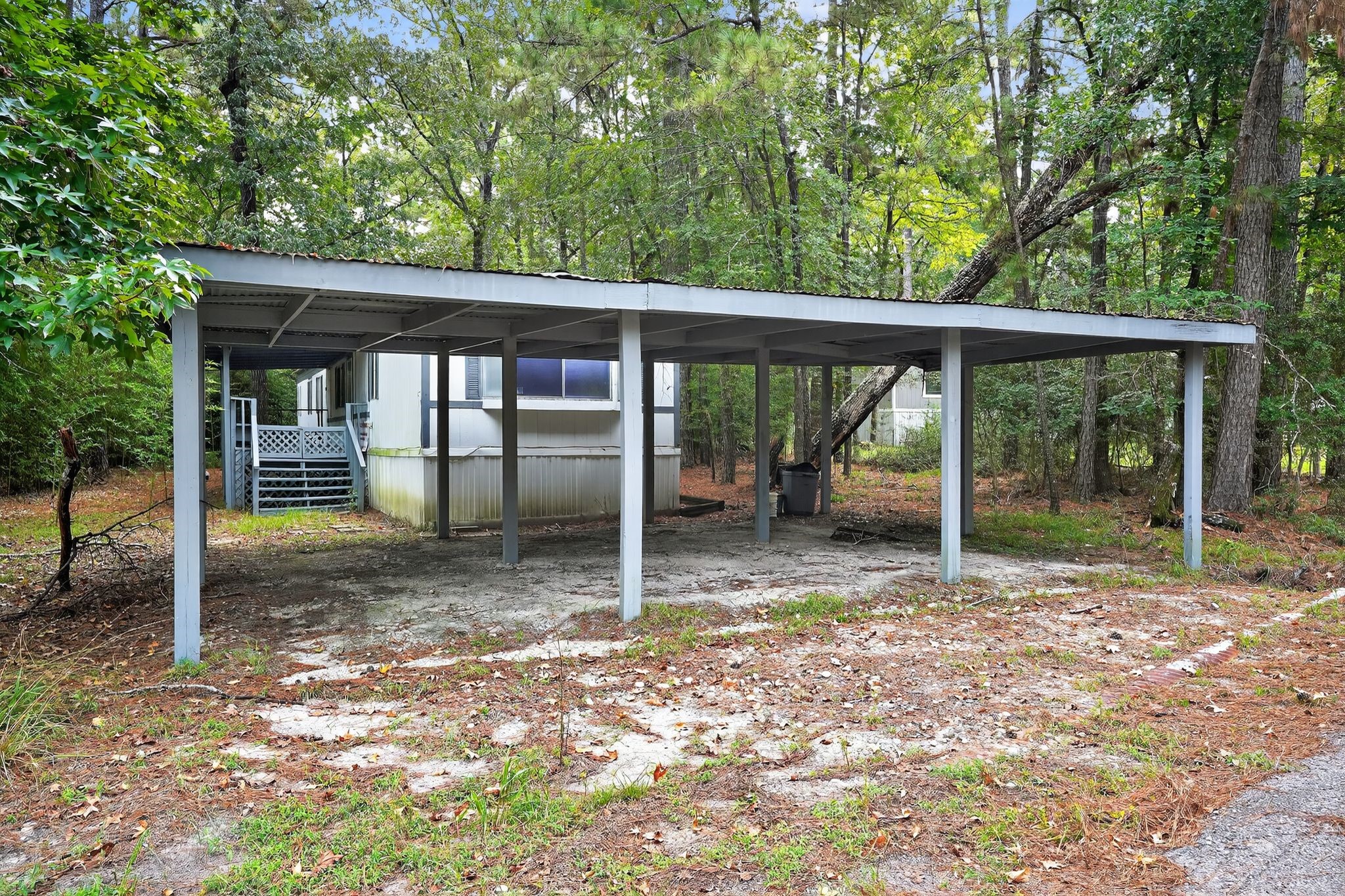 3 Meadowlark Trinity, TX 75862 - Photo 19 of 22 a view of a backyard with large trees and a large window