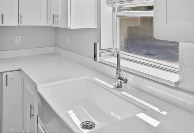 a close view of sink and window