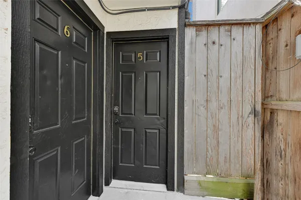 a view of a wooden door
