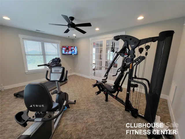 a view of a room with gym equipment